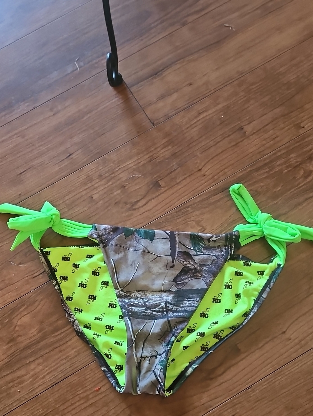 Real Tree Girl Camo & Neon Green Tie-Side Bikini Bottoms